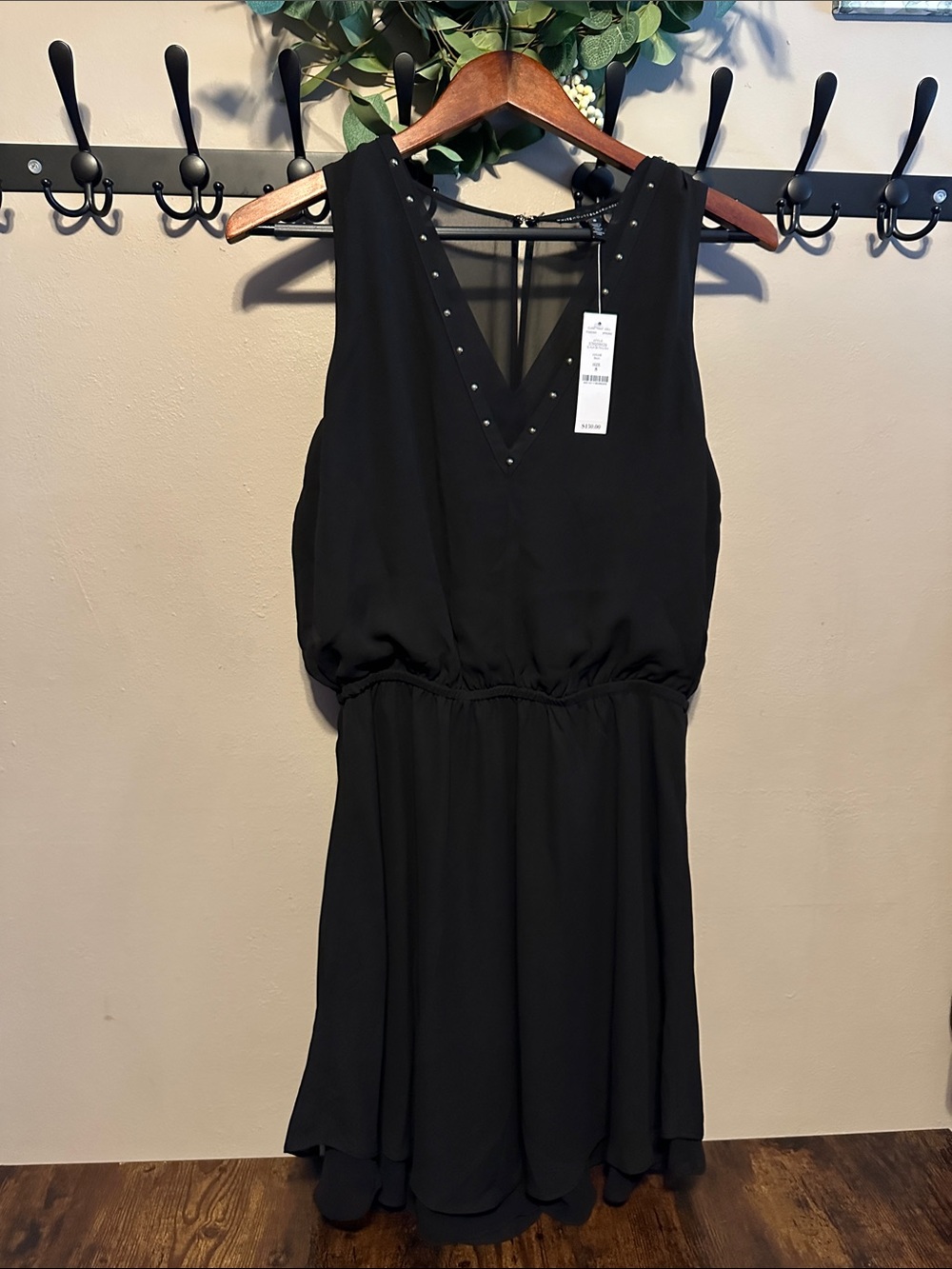 White House Black Market Black Sleeveless V-Neck Mini Dress